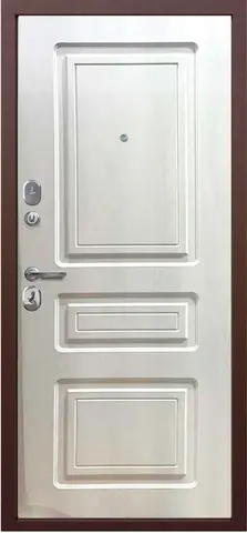 Теплая дверь входная Феррони Толстяк, 2 замка, 1,2 мм металл, (медь антик+белый ясень) #3