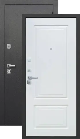 Теплая дверь входная Феррони Толстяк, 2 замка, 1,2 мм металл, (черный букле+белый ясень)