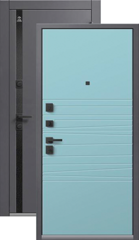 Теплая дверь входная Центурион Люкс-5 (2025), 2 замка, 2 мм металл, (антрацит муар/графит кашемир+аква кашемир)