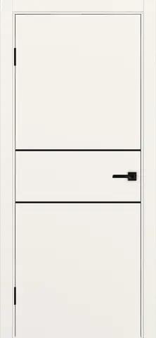 Дверь межкомнатная ХЬЮГОДОРС Харви 03 молдинг черный (черная кромка пвх с 4х сторон, врезка под замок), цвет слоновая кость, экошпон, глухая (гарантия - 5 лет)