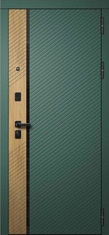 Теплая дверь входная FLY DOORS Дилайн зеркало, 2 замка, 1,2 мм металл, (велюто авокадо/дуб браун+велюто бианко) #2
