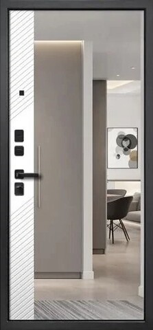 Теплая дверь входная FLY DOORS Дилайн зеркало, 2 замка, 1,2 мм металл, (велюто авокадо/дуб браун+велюто бианко) #3