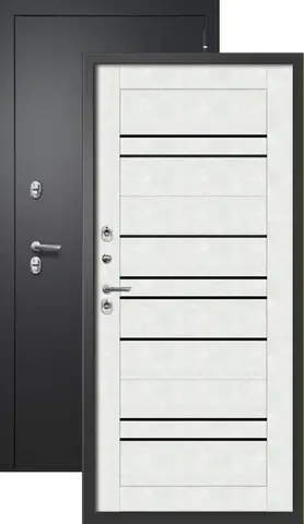 Термодверь входная FLY DOORS Айварс В2 Термо, 2 замка, 1,4 мм металл, (черный букле+бетон снежный)