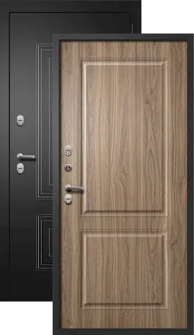 Термодверь входная FLY DOORS Шторм Термо, 2 замка, 1,4 мм металл, (черный букле+пекан орех медовый)