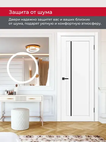 Дверь межкомнатная ХЬЮГОДОРС Катрина 11x120, цвет элегантный белый, экошпон, стекло черное (гарантия - 5 лет) #6