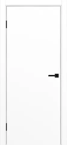 Дверь межкомнатная ХЬЮГОДОРС Харви 01 (черная кромка пвх с 4х сторон, врезка под замок), цвет элегантный белый, экошпон, глухая (гарантия - 5 лет)
