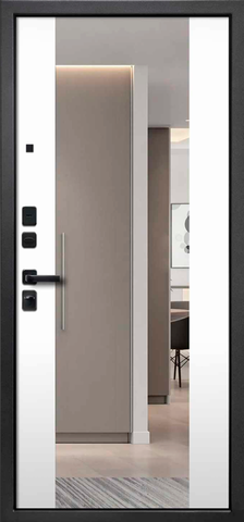 Теплая дверь входная FLY DOORS Форест зеркало, 2 замка, 1,2 мм металл, (медовый дуб+велюто бианко) #3