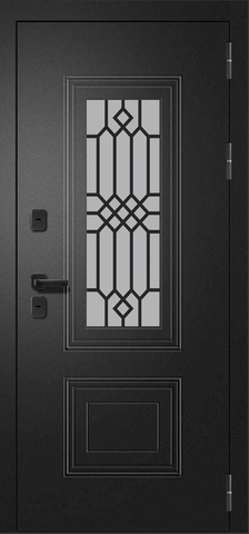 Термодверь входная FLY DOORS Шторм СП-1 Термо, 2 замка, 1,4 мм металл, (черный букле+белая шагрень) #2