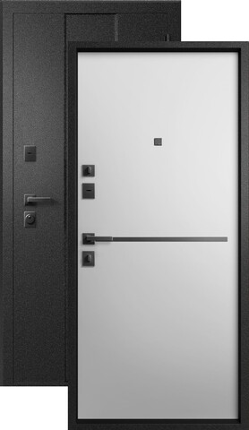 Теплая дверь входная Эталон М-7 (2025), 2 замка, 1,4 мм металл, (черный муар+белый грунт)