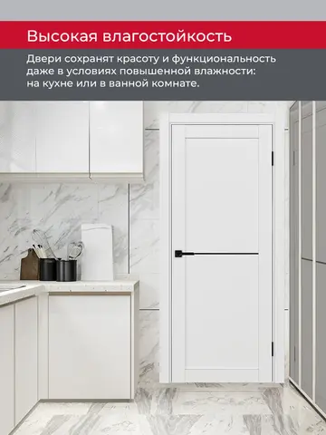 Дверь межкомнатная ХЬЮГОДОРС Дуглас 02x110пп молдинг черный, цвет элегантный белый, экошпон, глухая (гарантия - 5 лет) #6