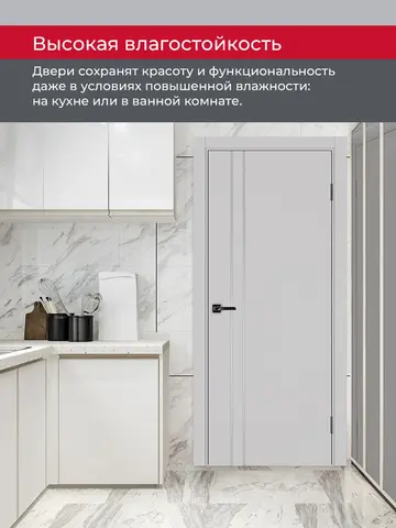 Дверь межкомнатная ХЬЮГОДОРС Харви 05 молдинг серебро (черная кромка пвх с 4х сторон, врезка под замок), цвет элегантный серый, экошпон, глухая (гарантия - 5 лет) #8