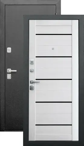 Теплая дверь входная Феррони 9 см царга, 2 замка, 1,2 мм металл, (серебро антик+айс ривьера)